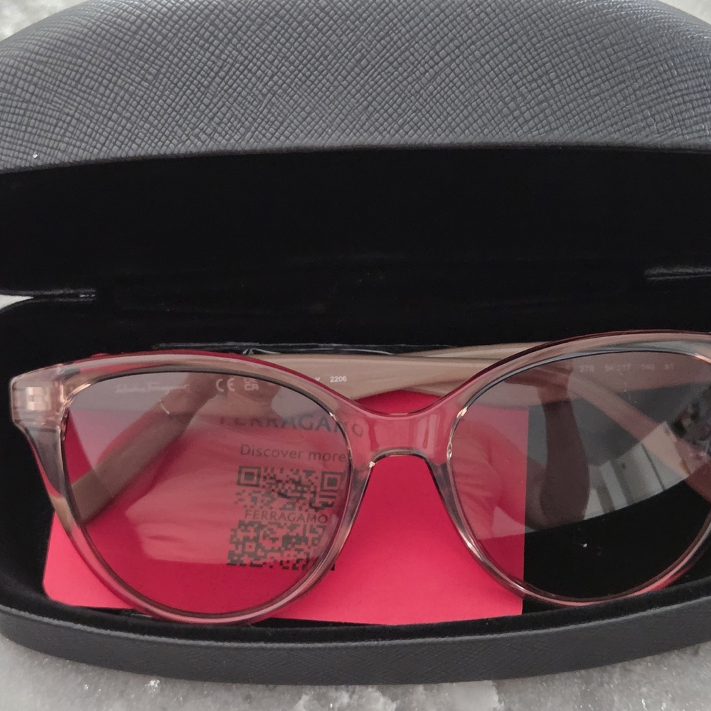 Salvatore Ferragamo Cream and Pink Sunglasses Modern Design